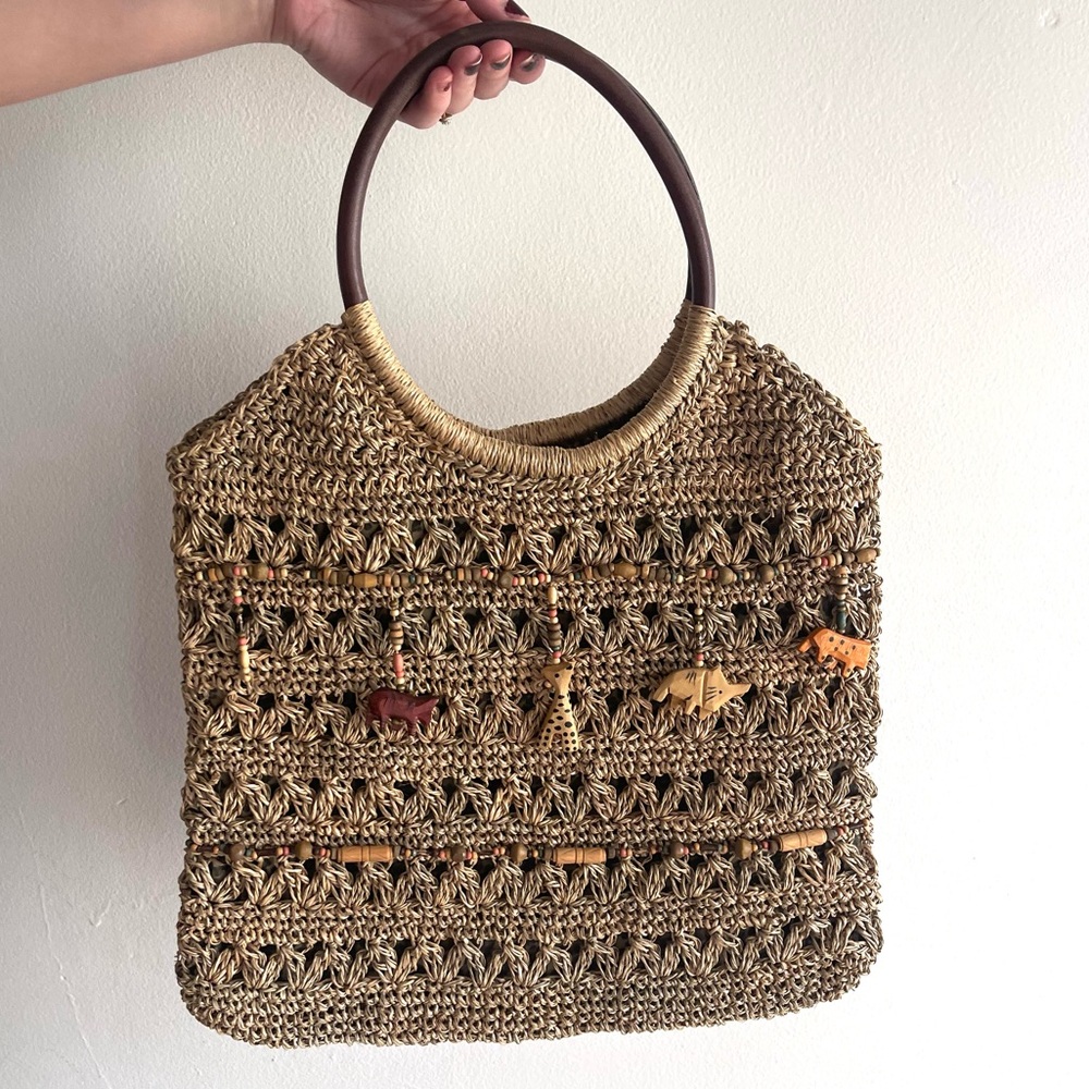 St. John’s Bay Woven Straw bag with bead animals